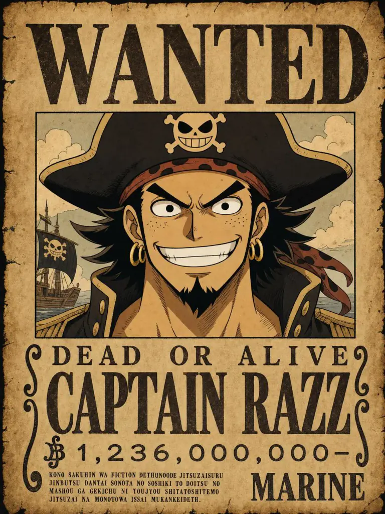 Face Swap - One Piece Wanted Poster - AI result